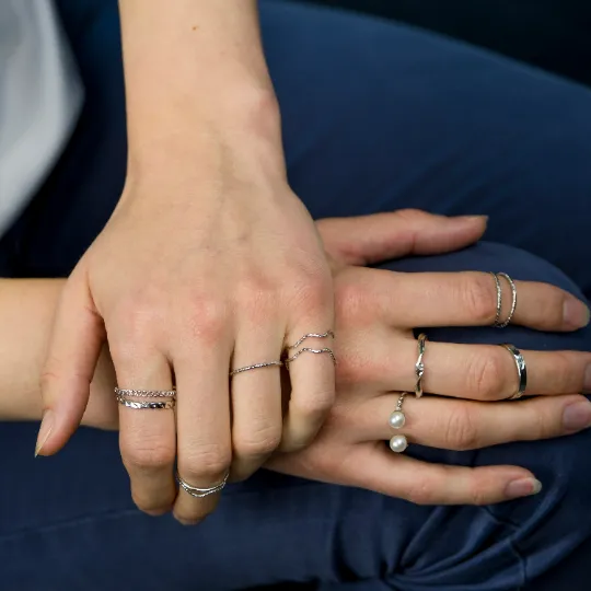 10 Piece Pearl Boho Silver Gold Stackable Vintage Tribal Midi Ring Set