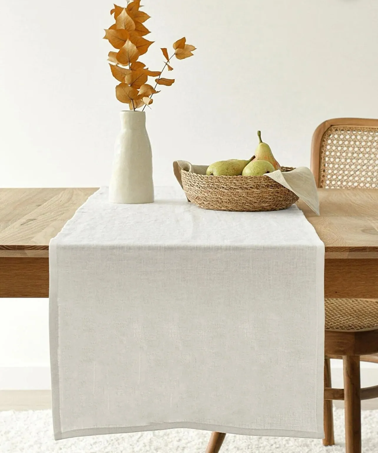 100% Cotton Plain Beige Dining Table Runner 45x150 cm 45x220 cm, Linen Look Bohemian Table Decoration