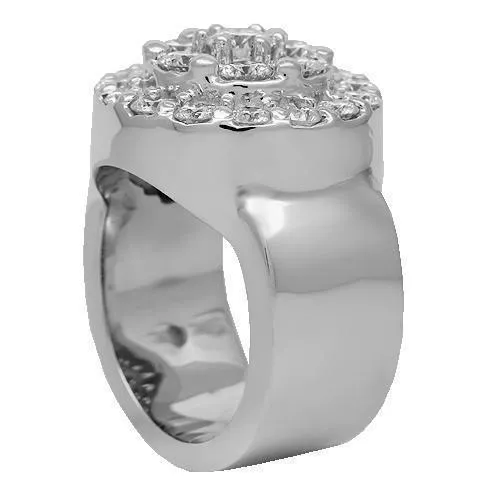 10K Solid White Gold Mens Diamond Ring 4.80 Ctw