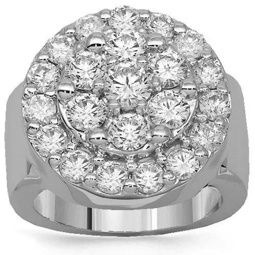 10K Solid White Gold Mens Diamond Ring 4.80 Ctw