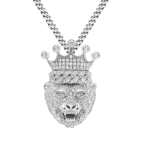 10k White Gold Diamond Lion King Pendant 0.47 Ctw