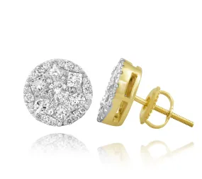 10k Yellow Gold Diamond Circle Earrings 1.44 Ctw