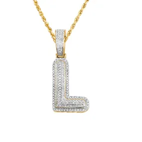 10k Yellow Gold Diamond Letter L Pendant 0.25 Ctw