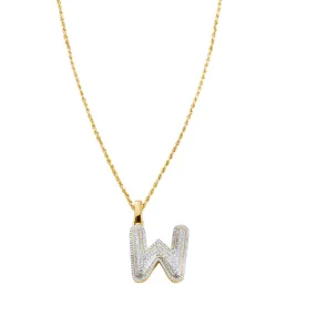 10k Yellow Gold Diamond Letter W Pendant 0.46 Ctw