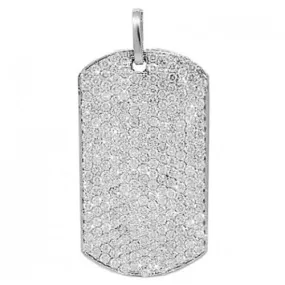 14K Solid White Gold Mens Diamond Dog Tag Pendant 6.60 Ctw