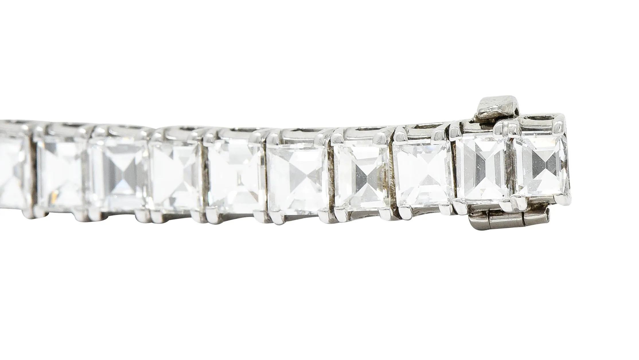 1950's Mid-Century 19.25 CTW Step Cut Diamond Platinum Tennis Line Bracelet