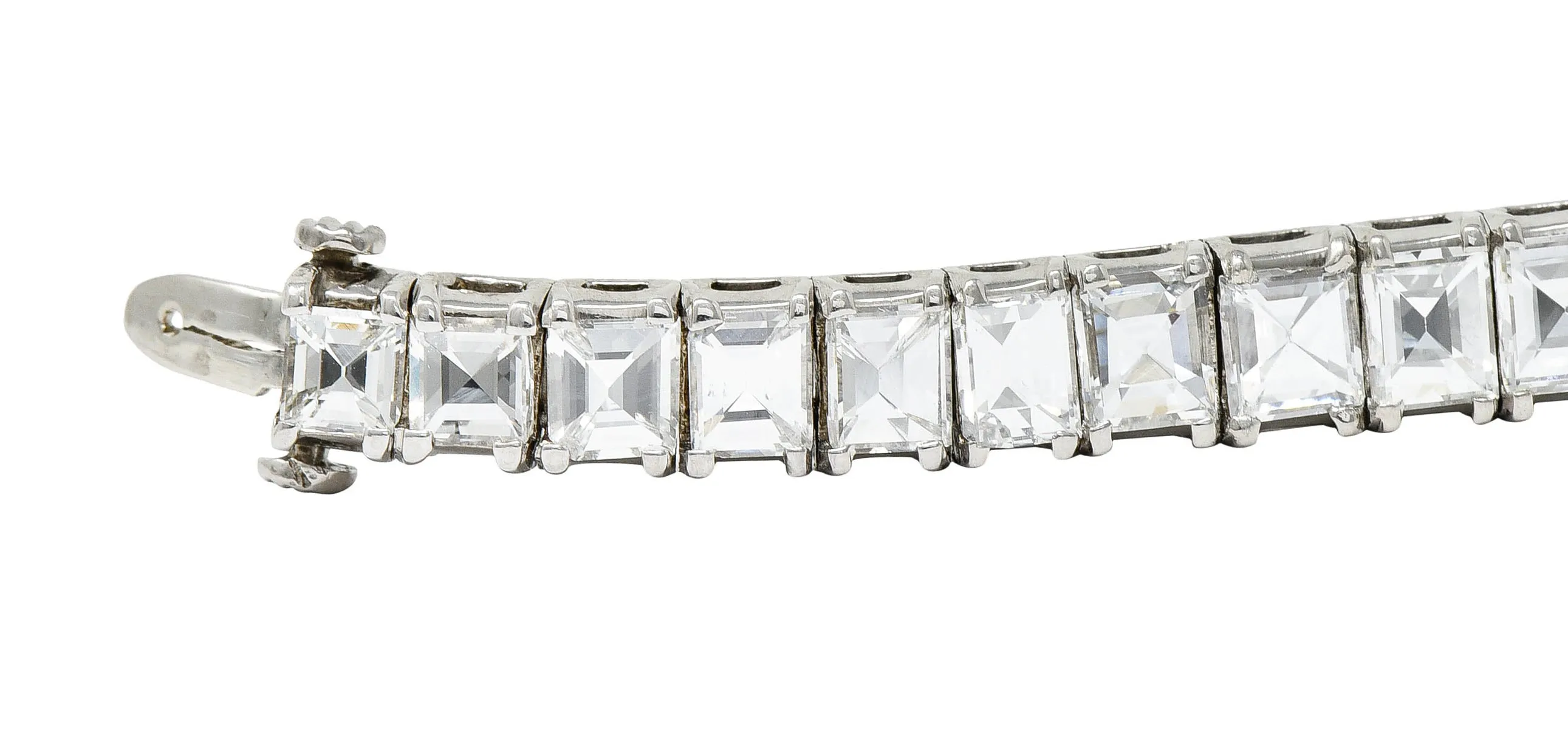 1950's Mid-Century 19.25 CTW Step Cut Diamond Platinum Tennis Line Bracelet