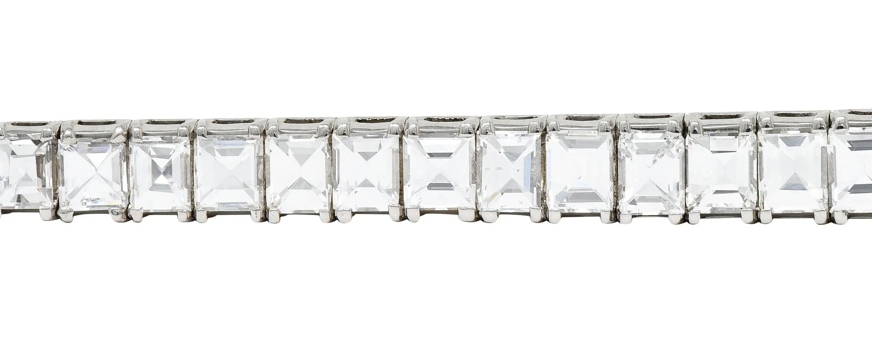 1950's Mid-Century 19.25 CTW Step Cut Diamond Platinum Tennis Line Bracelet