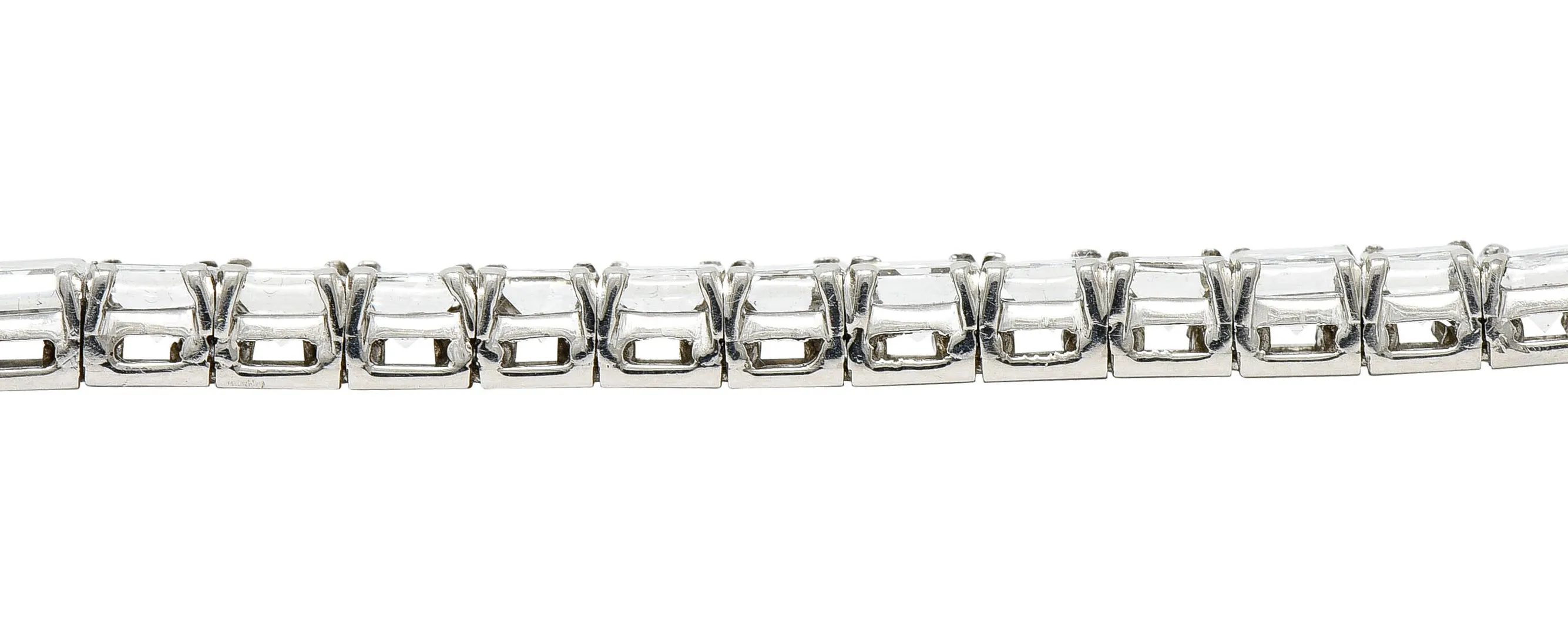 1950's Mid-Century 19.25 CTW Step Cut Diamond Platinum Tennis Line Bracelet