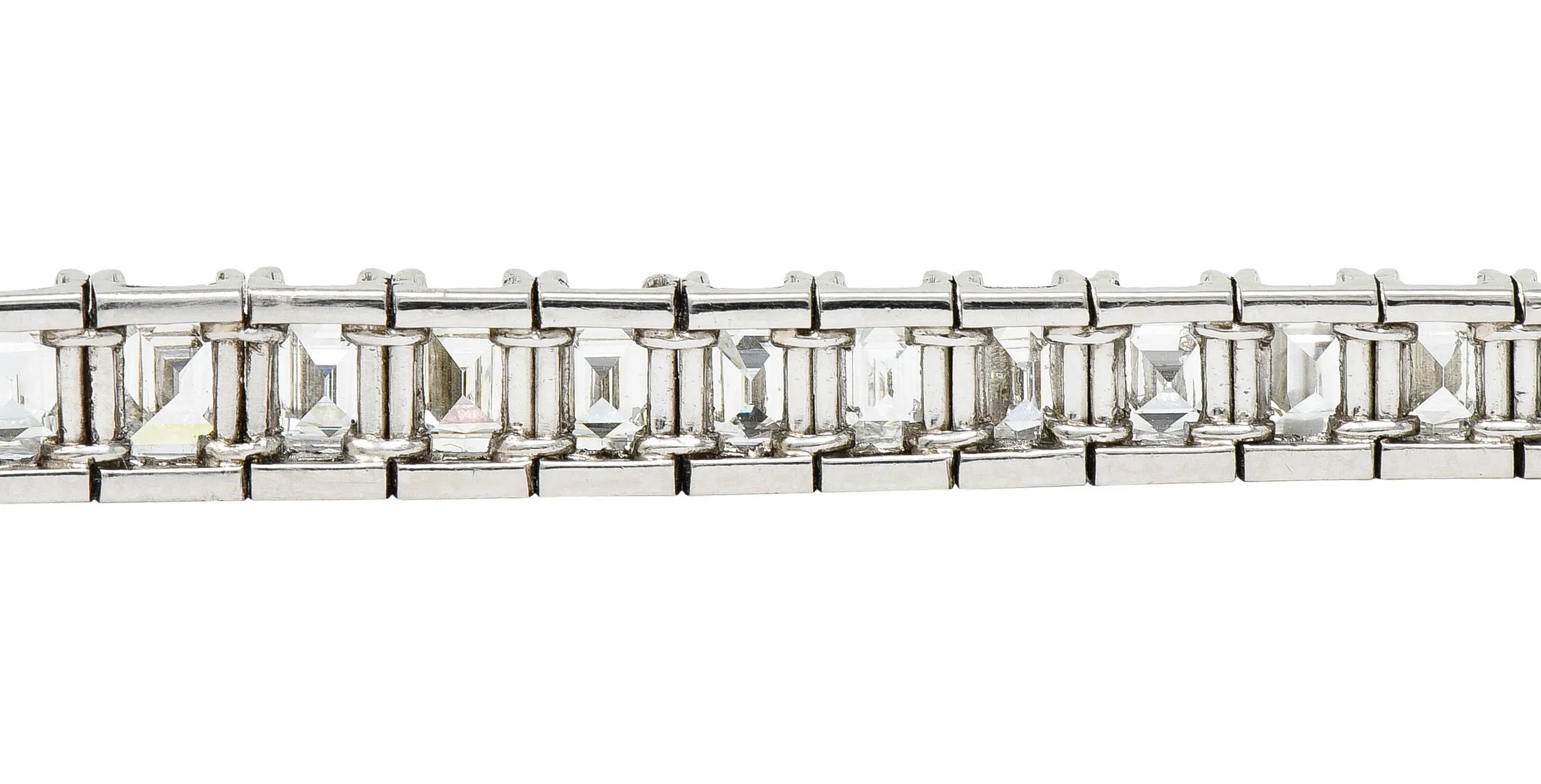 1950's Mid-Century 19.25 CTW Step Cut Diamond Platinum Tennis Line Bracelet