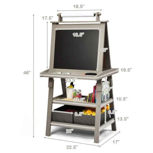 3 in 1 Double-Sided Storage Art Easel-Gray