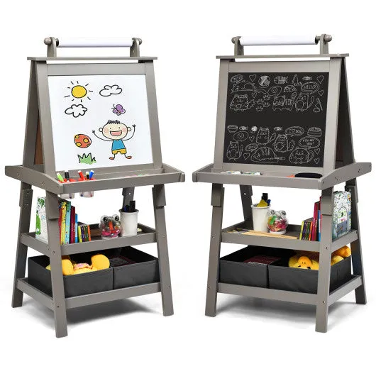 3 in 1 Double-Sided Storage Art Easel-Gray