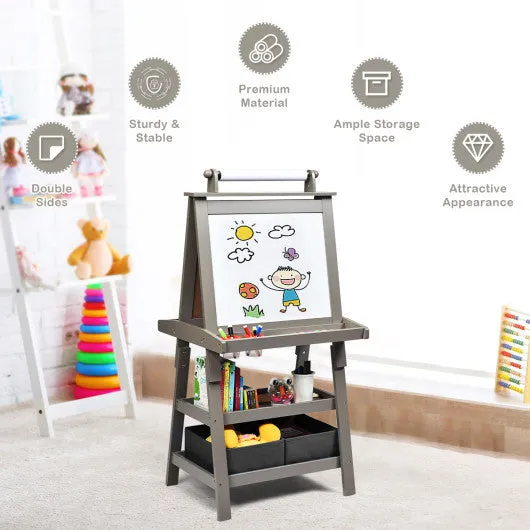 3 in 1 Double-Sided Storage Art Easel-Gray