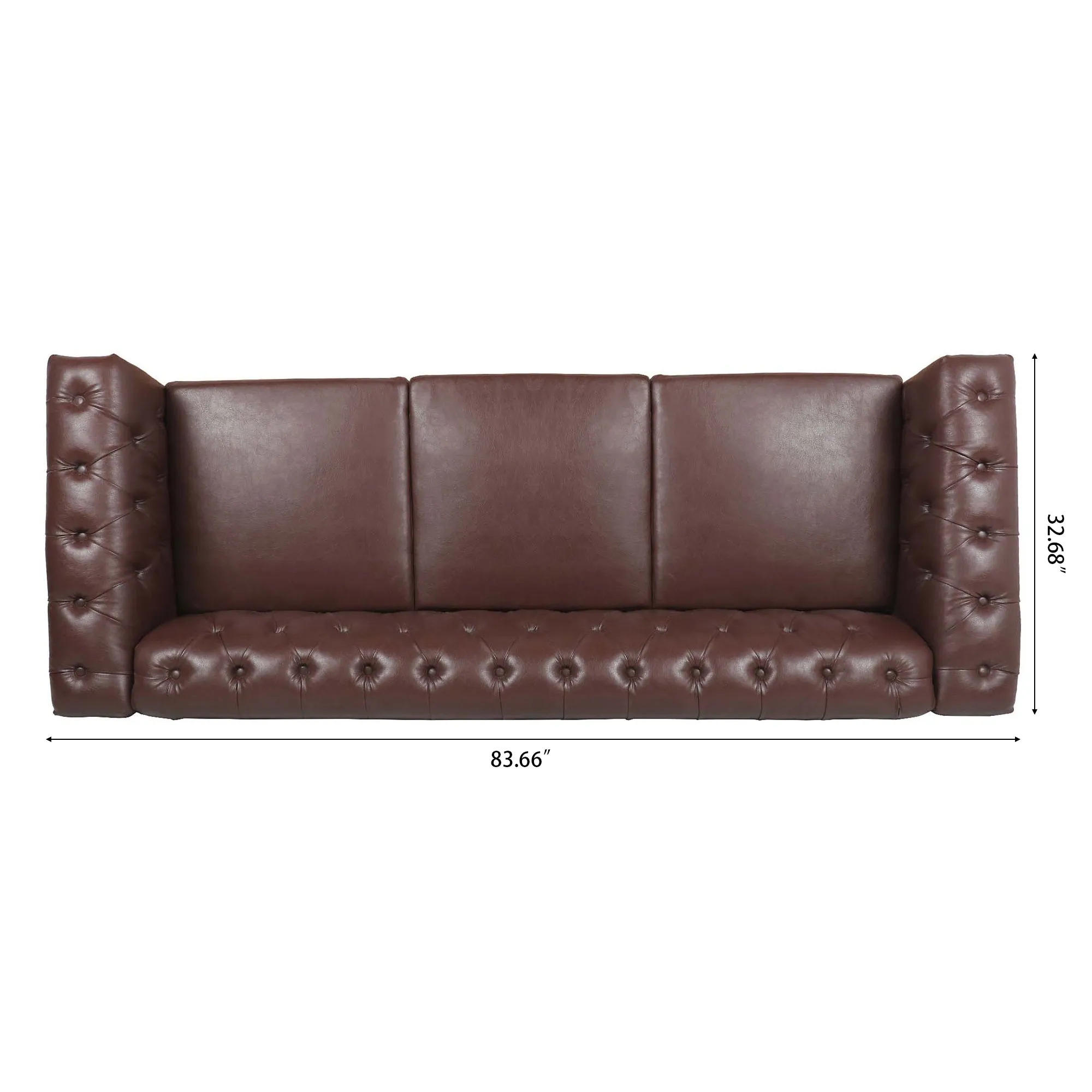 83.66 Inch Width Traditional  Square Arm removable cushion 3 seater Sofa