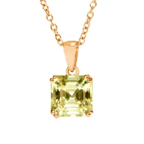 Asscher Canary Yellow Moissanite Solitaire Pendant in 18K gold