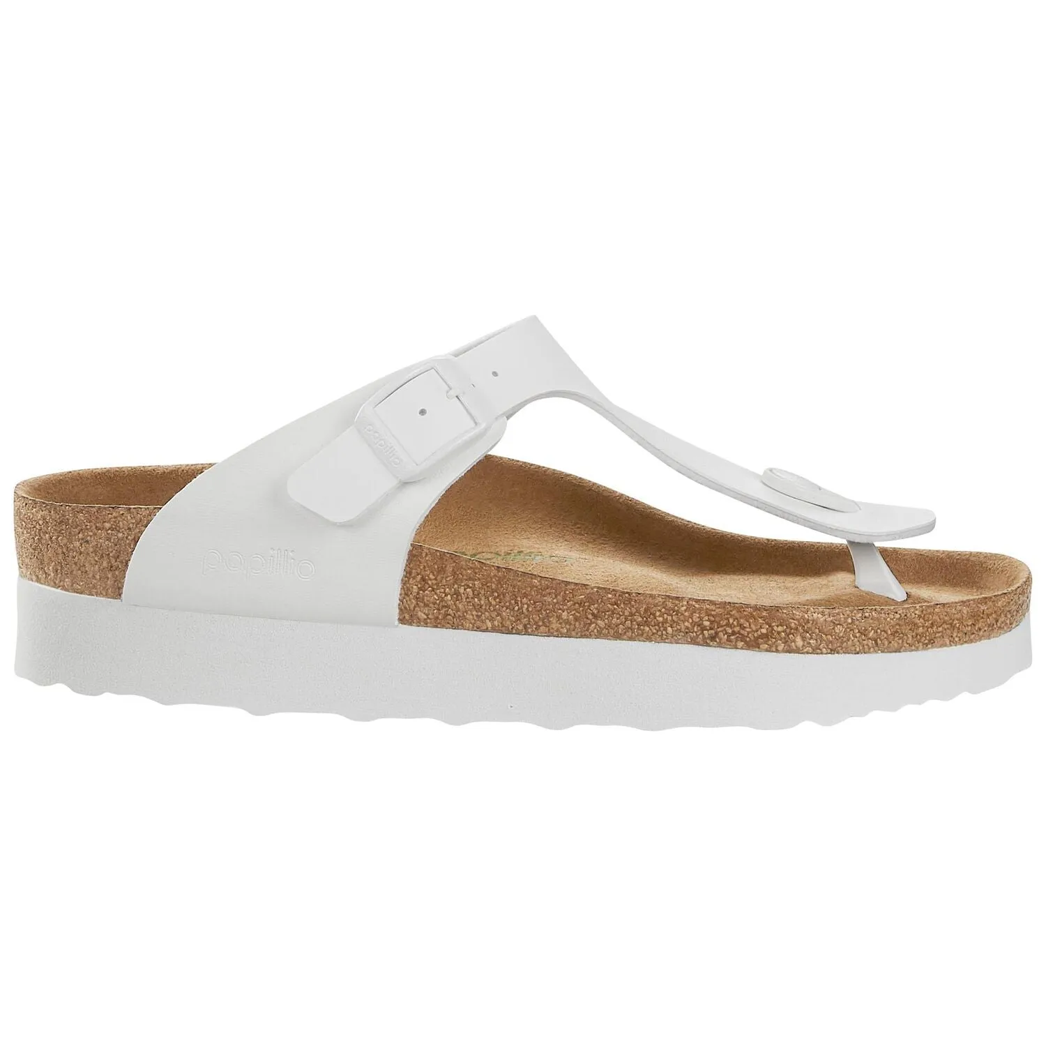 Birkenstock Women's Gizeh Platform Vegan Birko-Flor (White - Wide Fit)