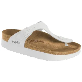 Birkenstock Women's Gizeh Platform Vegan Birko-Flor (White - Wide Fit)