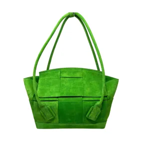 Bottega Veneta Green Medium Maxi Intrecciato Suede Arco Tote