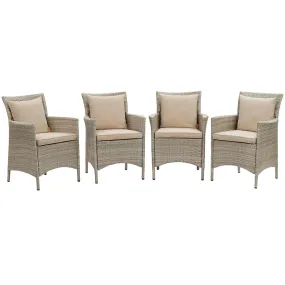 Conduit Outdoor Patio Wicker Rattan Dining Armchair Set of 4