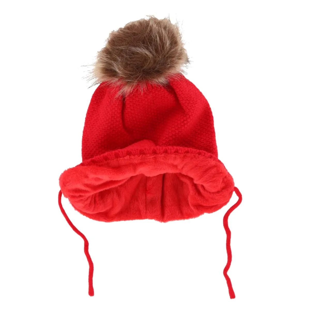 CTM® Girl's One Size Fits Most Knit Winter Beanie with Pom Bow and Ear Flaps