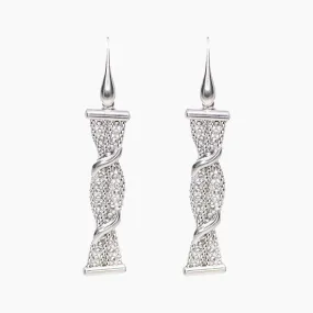 Diamond-Cut Bead Dangle Earrings in Sterling Silver