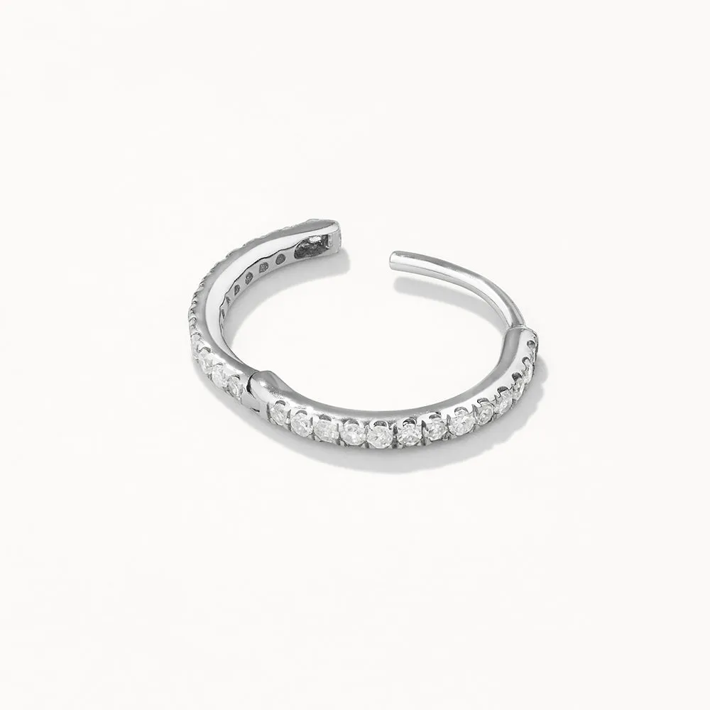 Diamond Helix Huggie Single Earring in Silver