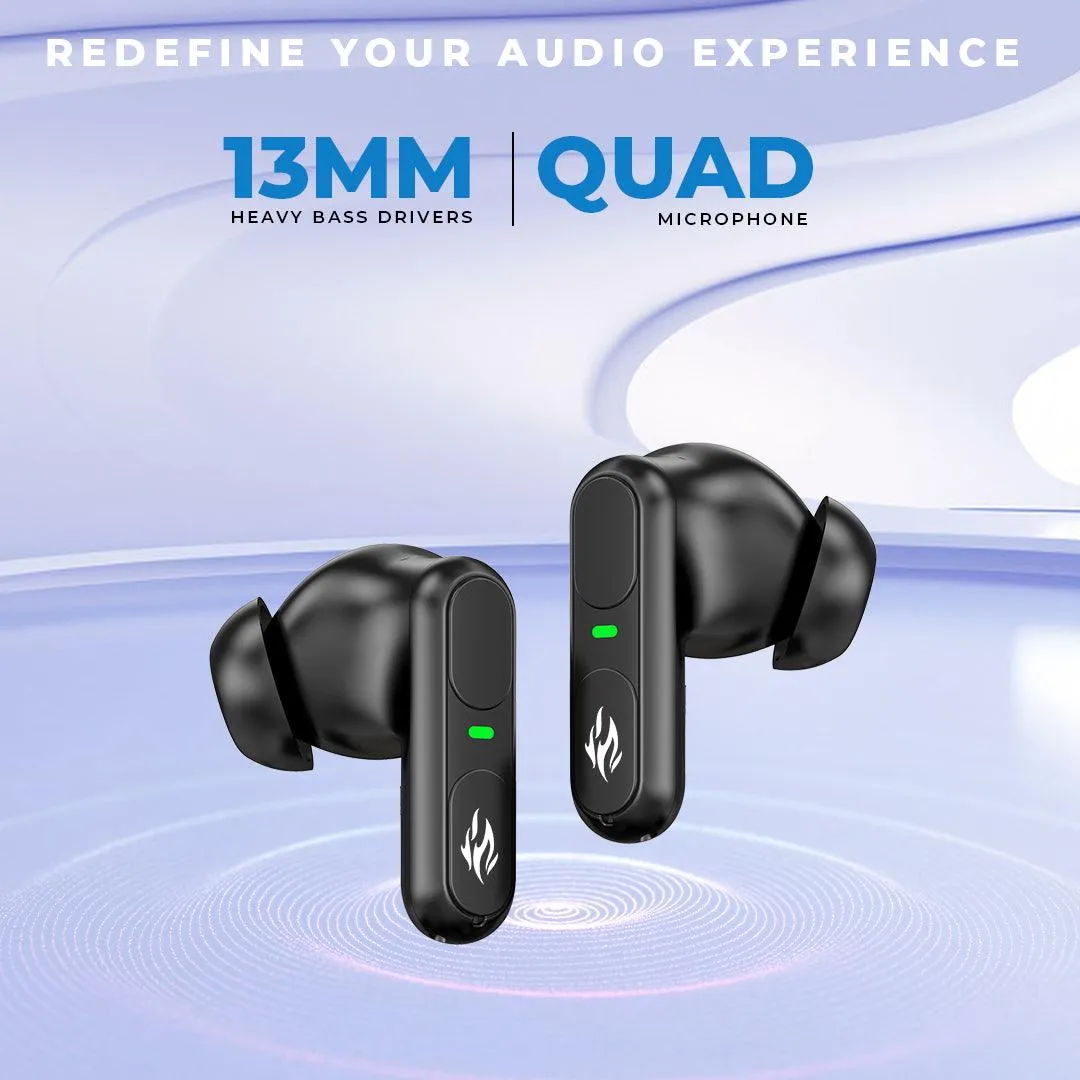 FireBuds 65 Earbuds 50H Playtime,ENC,Quad Mic, 13mm Drivers, Voice Assistant Bluetooth