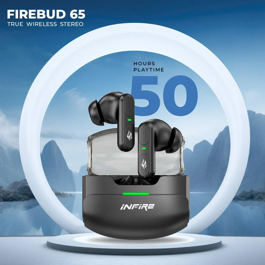 FireBuds 65 Earbuds 50H Playtime,ENC,Quad Mic, 13mm Drivers, Voice Assistant Bluetooth