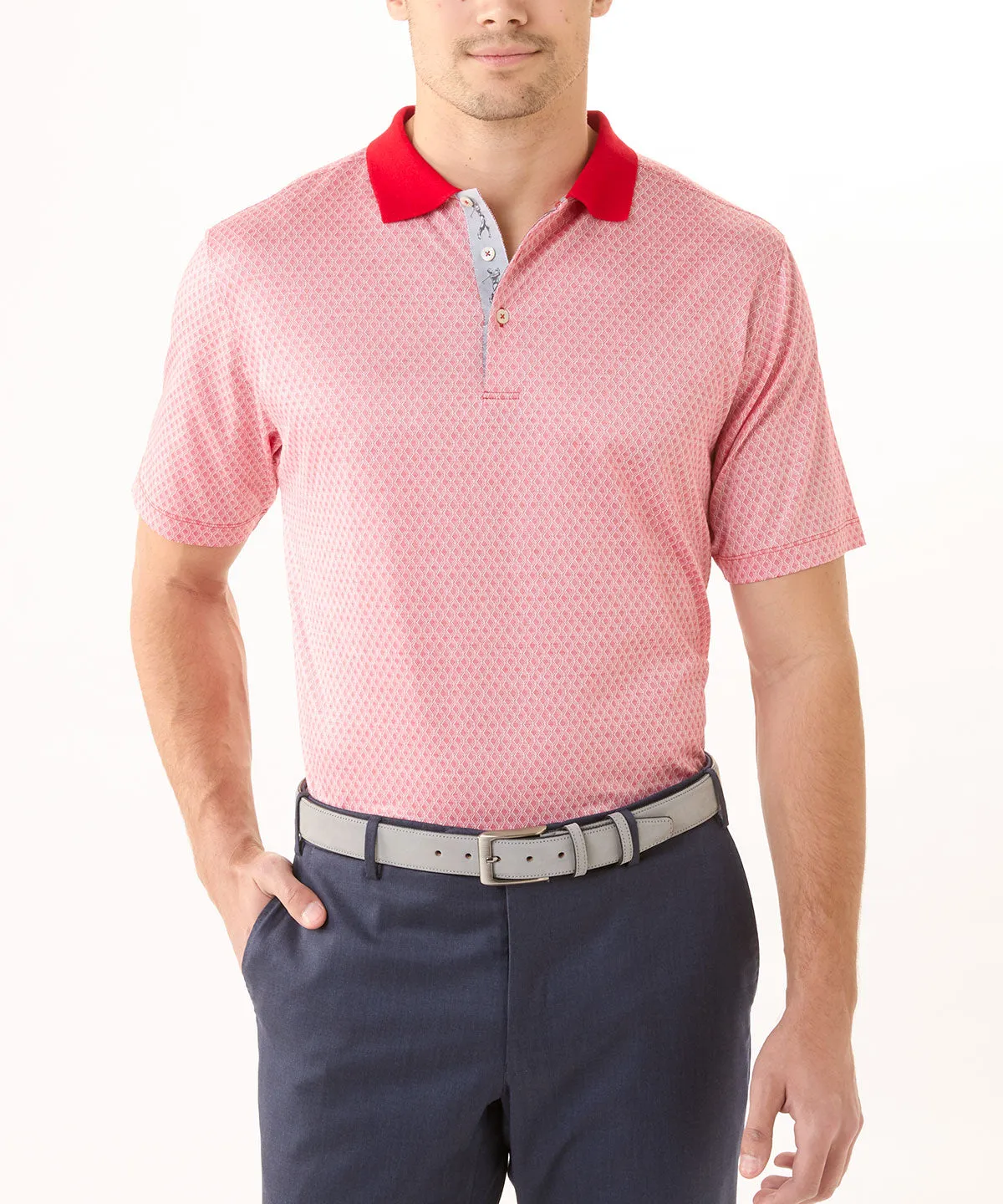 Heritage Italian Cotton Diamond Jacquard Polo Shirt