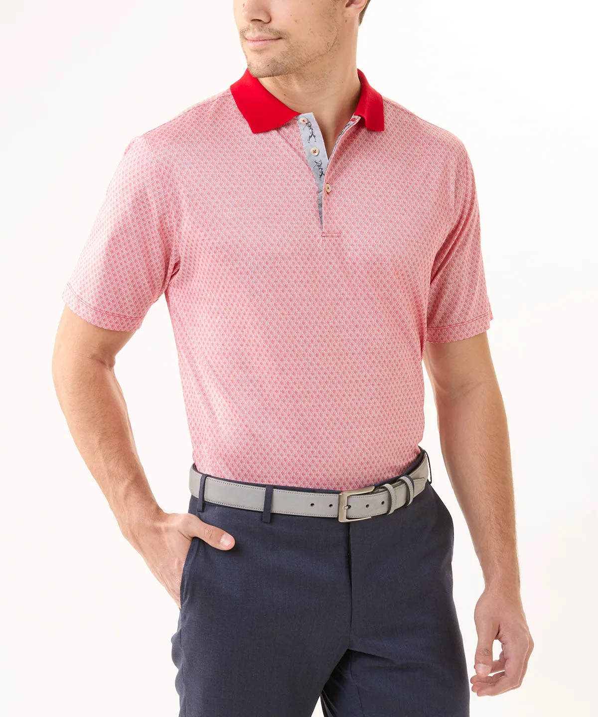 Heritage Italian Cotton Diamond Jacquard Polo Shirt