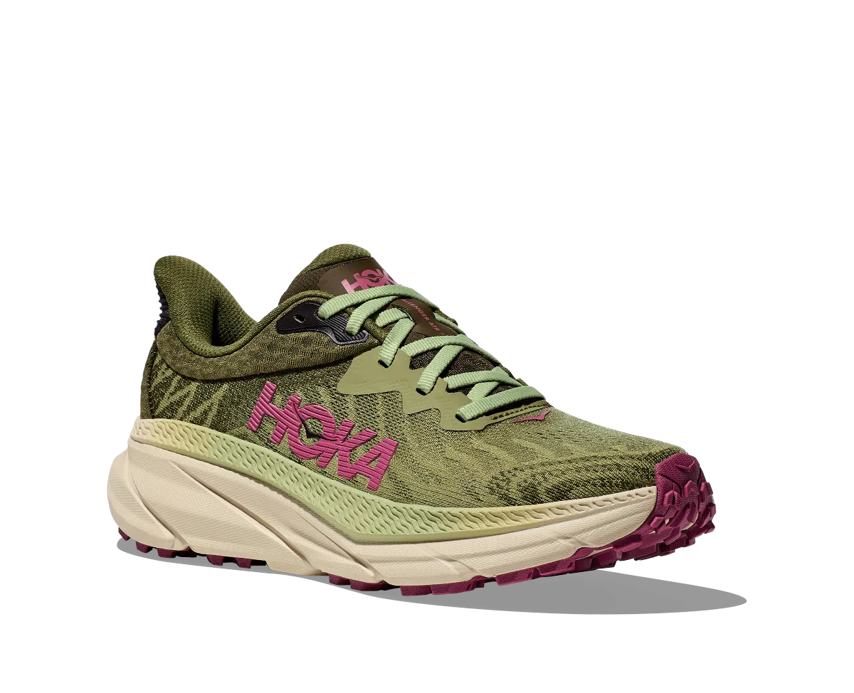 Hoka One One Challenger 7 Trail Running Shoe - Forest Floor / Beet Root