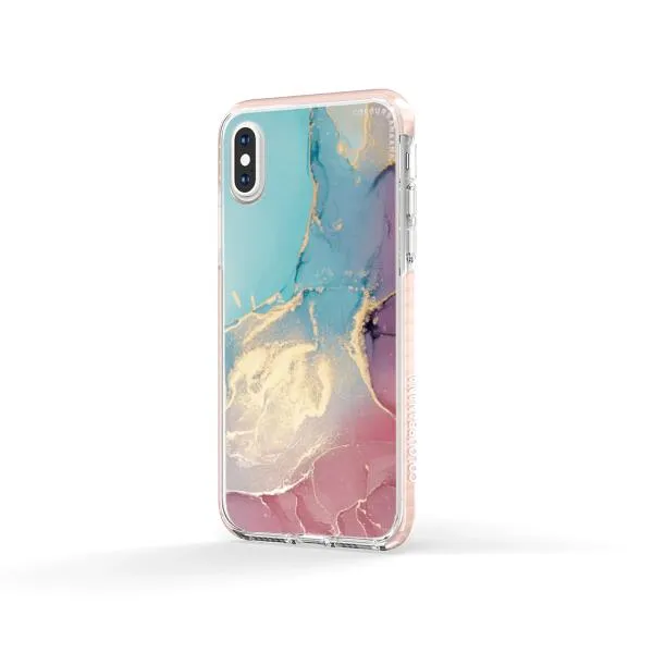 iPhone Case - Gold Rose Pink and Light Blue