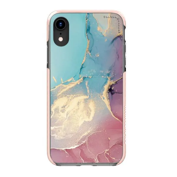 iPhone Case - Gold Rose Pink and Light Blue