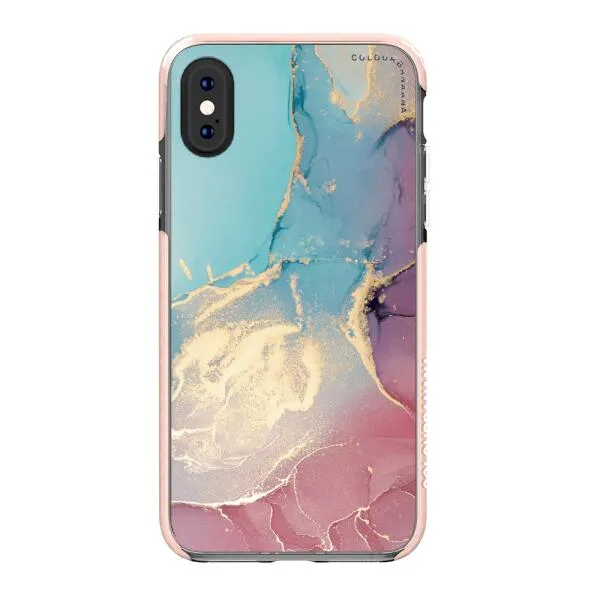 iPhone Case - Gold Rose Pink and Light Blue