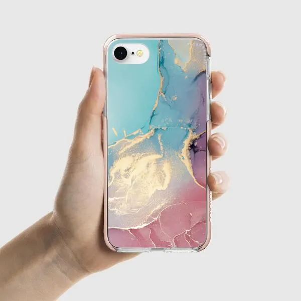 iPhone Case - Gold Rose Pink and Light Blue