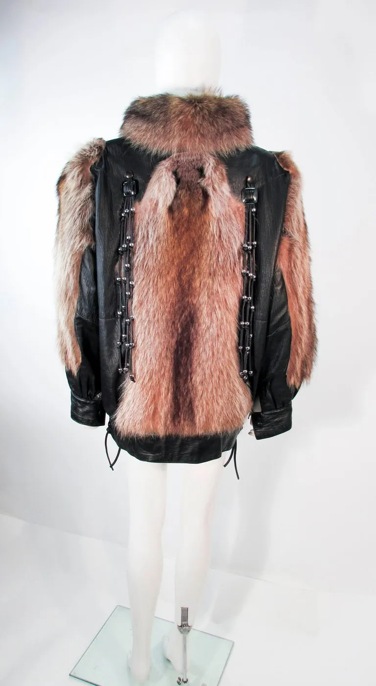 JACQUES SAINT LAURENT Raccoon Fur Jacket w/ Tassels Size 38