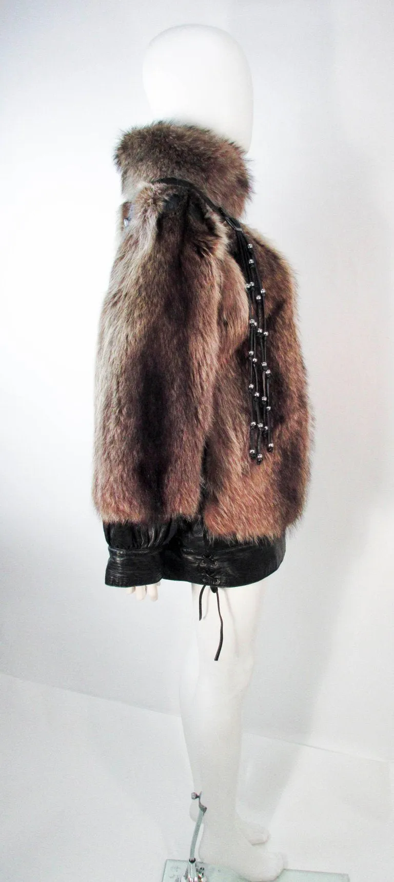 JACQUES SAINT LAURENT Raccoon Fur Jacket w/ Tassels Size 38