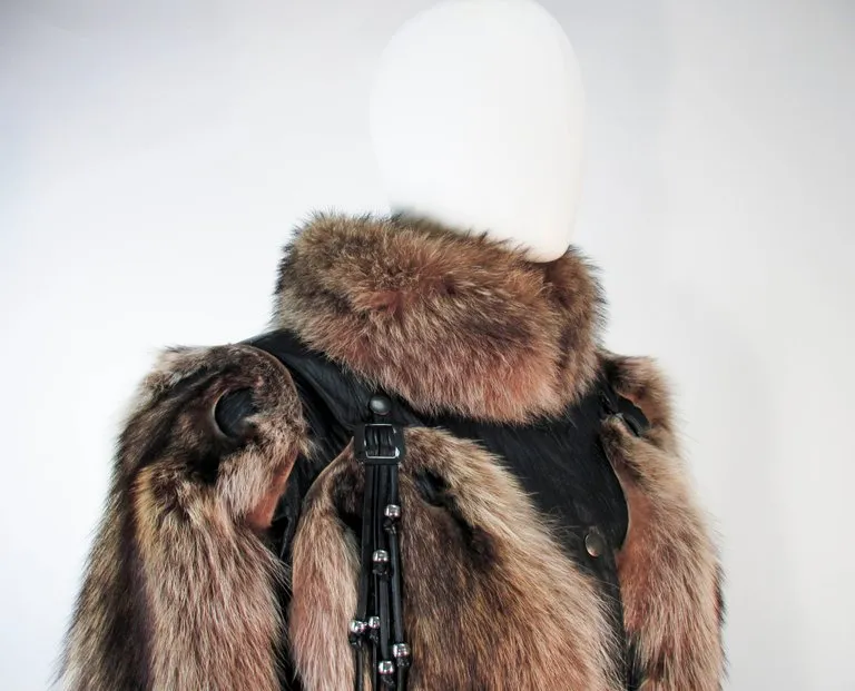 JACQUES SAINT LAURENT Raccoon Fur Jacket w/ Tassels Size 38