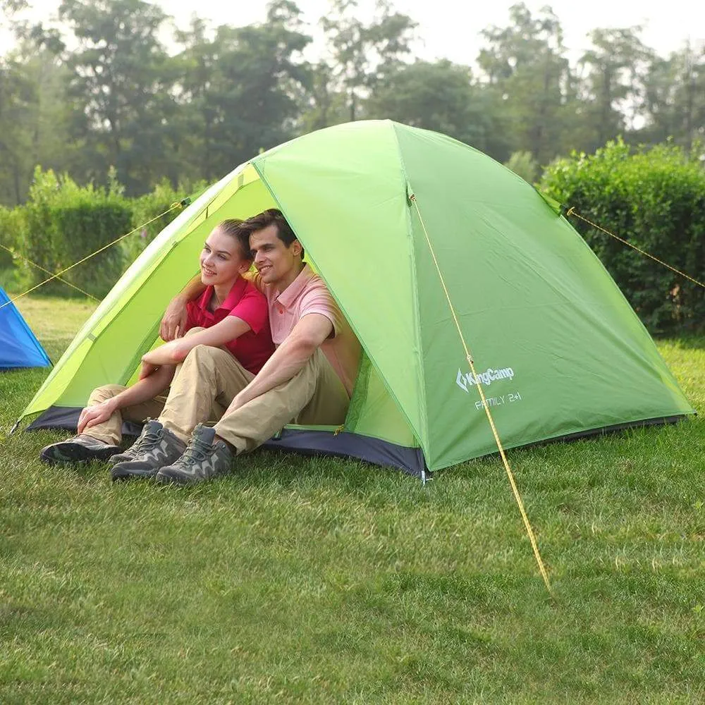 KingCamp Family 2 1 Camping Tent (Green)