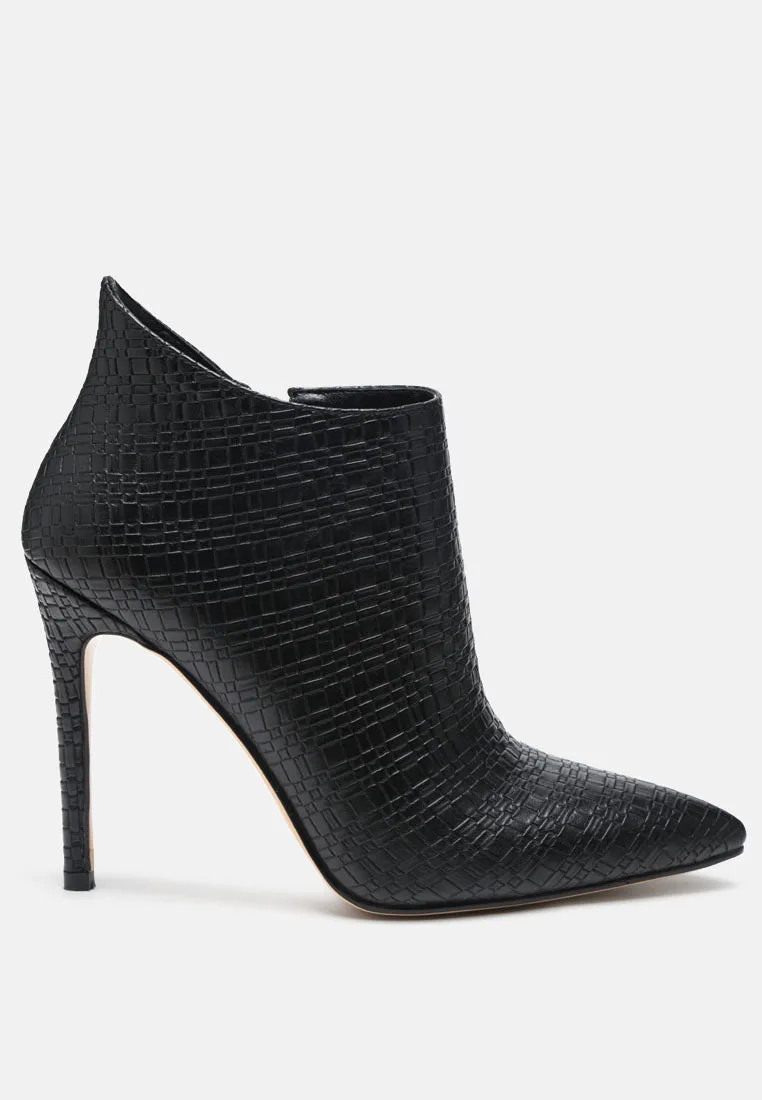 LOLITA Woven Texture Stiletto Boot in Black