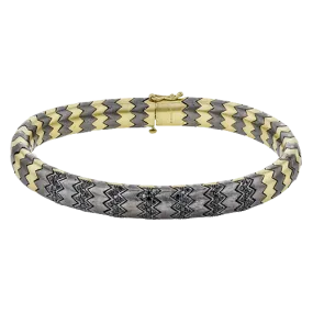 Men's Titanium Bracelet In 14k Gold With Black Diamonds