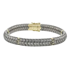 Men's Titanium Bracelet In 14k Gold With Black Diamonds