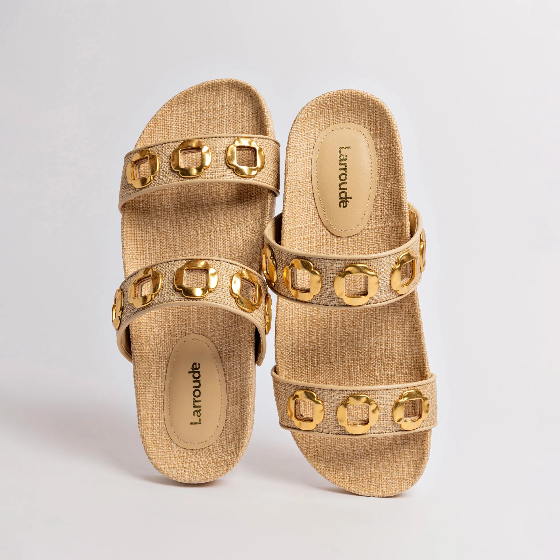 Milan Slide In Beige Raffia