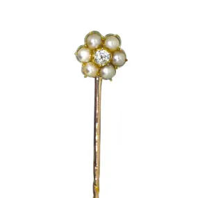 Pearl & Diamond Tie Pin