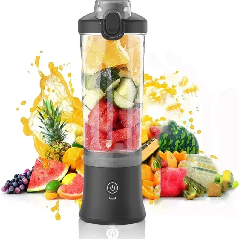 Portable Blender 600ML Electric Juicer Fruit Mixers 4000mAh USB Rechargeable Smoothie Mini Blender Personal Juicer colorf