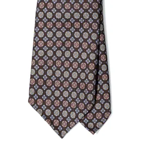 Silk Medallion Multi Print Seven-fold Tie