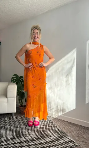 Spice Vintage Orange Midi Dress